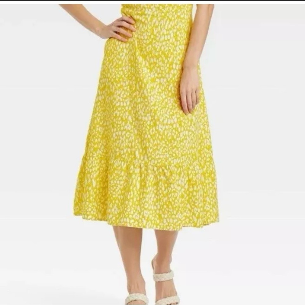 Who What Wear Women’s Yellow‎ Tiered Midi Skirt Size XXL